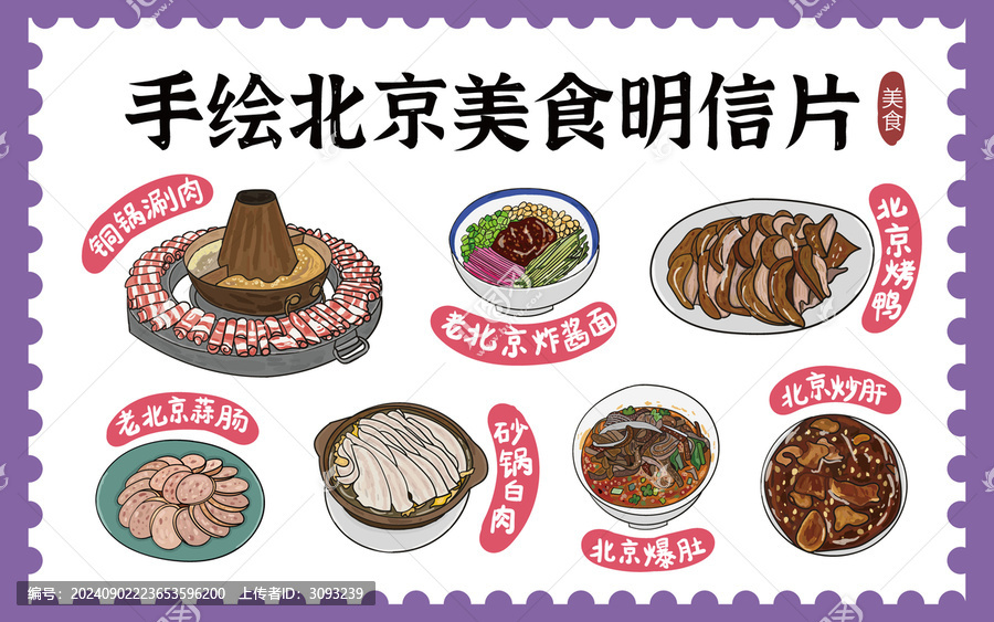手繪北京美食明信片