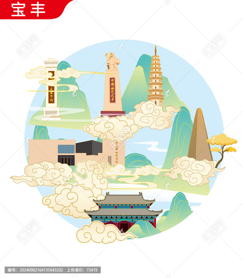 寶豐市地標(biāo)建筑矢量文創(chuàng)設(shè)計(jì)