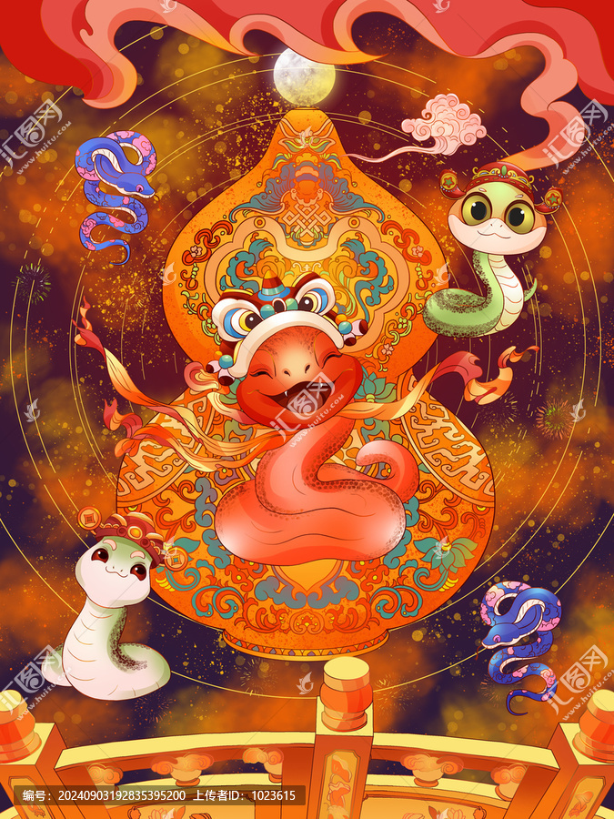 蛇年生肖卡通IP形象插畫