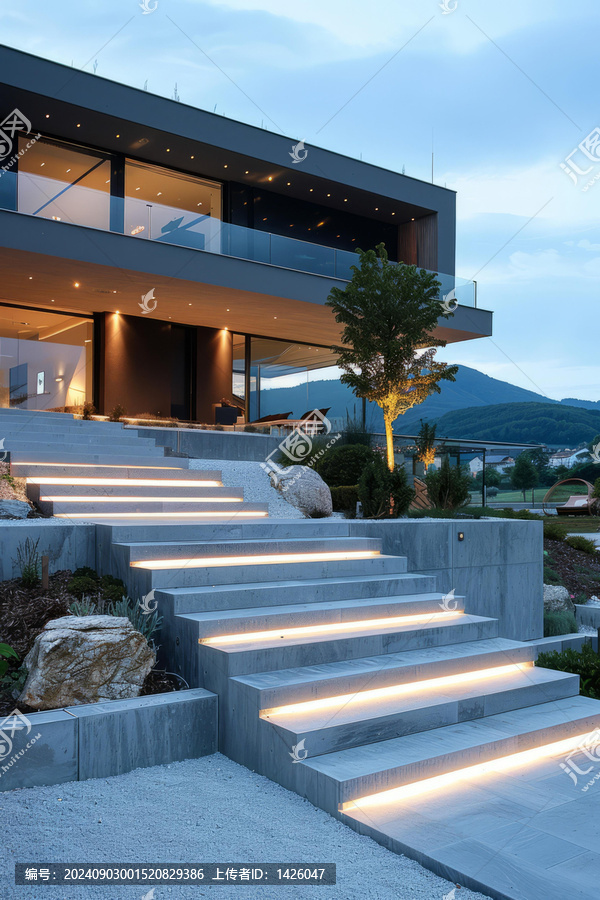 現(xiàn)代住宅夜景