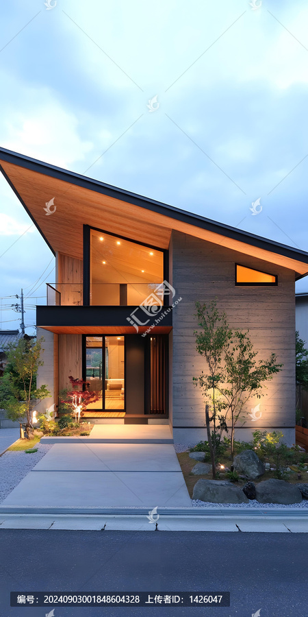 日本現代風格木屋頂混凝土住宅