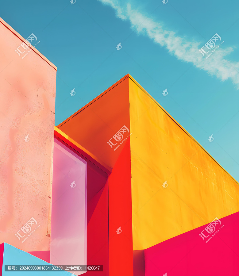 多彩建筑墻面與藍天