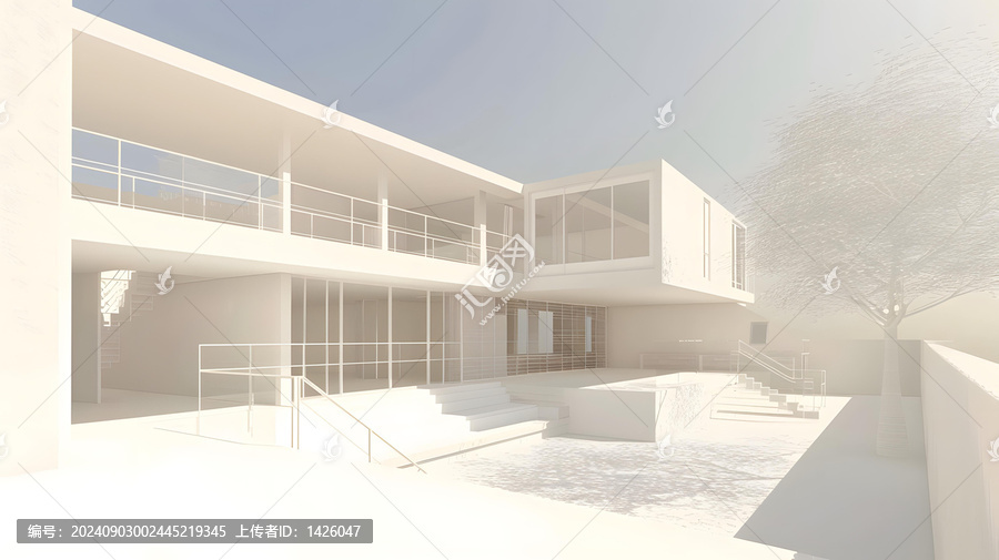 現(xiàn)代白色建筑房屋外觀設(shè)計圖