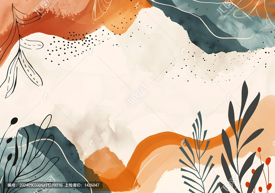 抽象水彩背景，帶樹枝和點(diǎn)