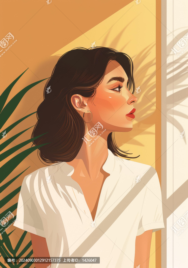 一個女人在窗邊眺望的插圖