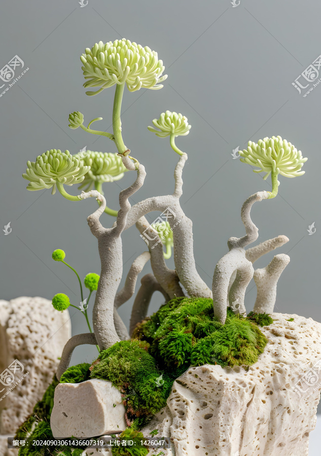 綠植苔蘚抽象雕塑