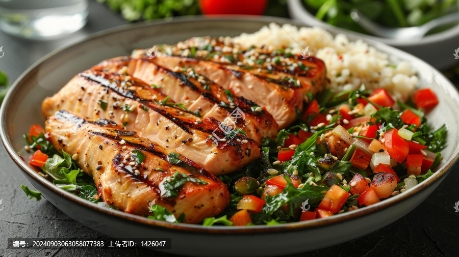 烤三文魚配飯