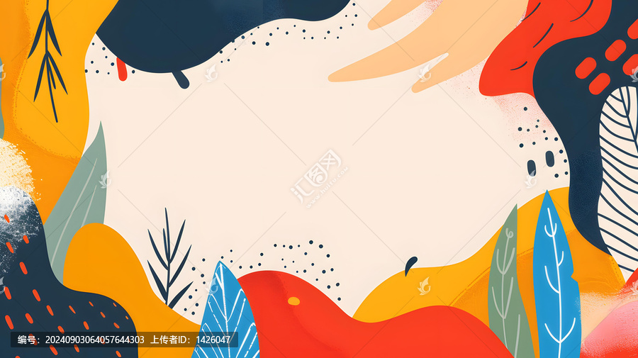 抽象風(fēng)格的彩色圖形和樹葉背景