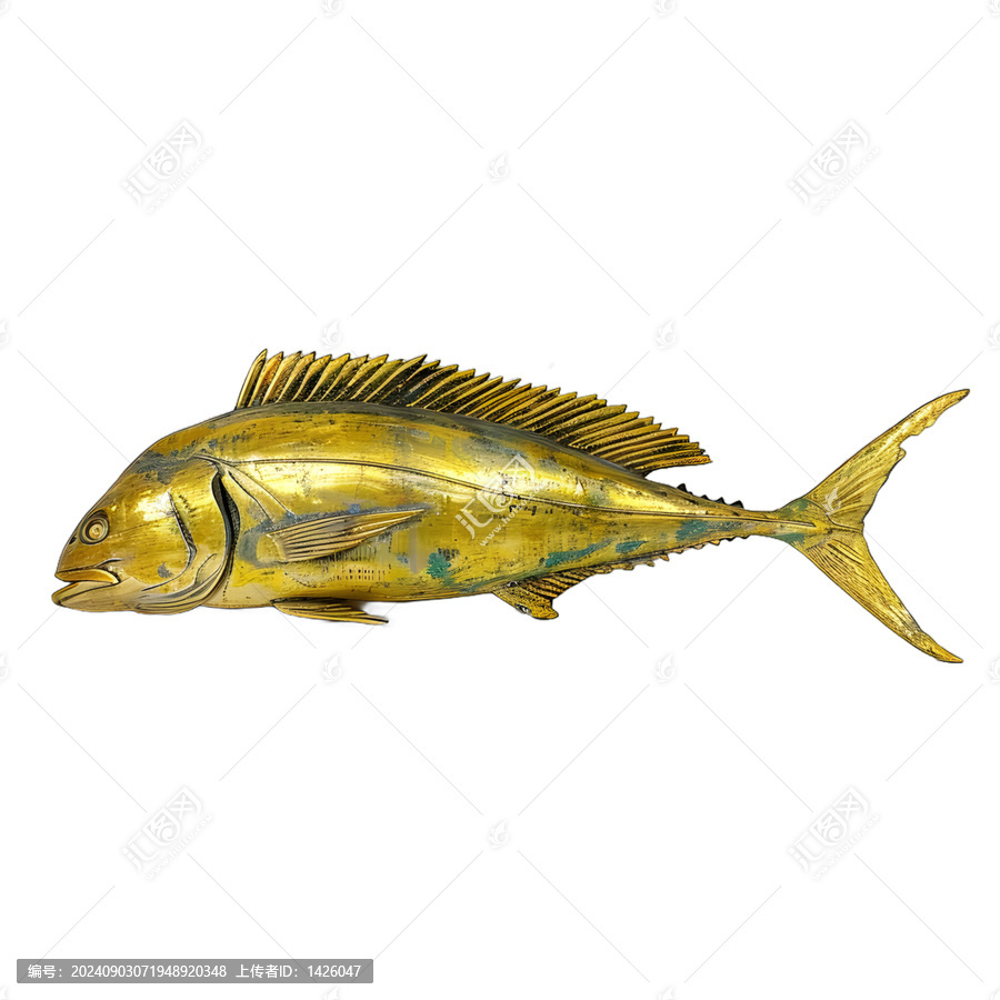 [免摳素材]金色魚雕塑