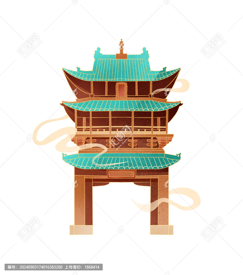 山西建筑平遙古城插畫