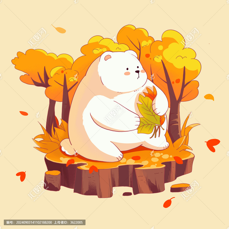 秋天小熊插畫