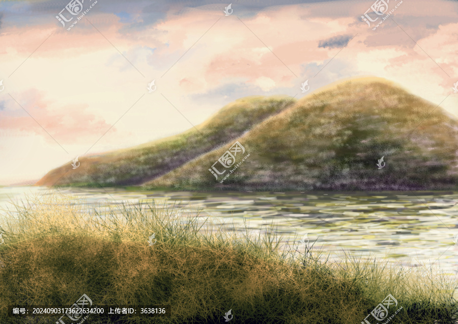 綠水青山風(fēng)景插畫