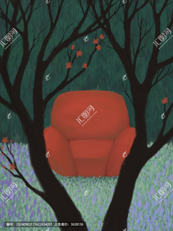 草地沙發(fā)背景插畫(huà)