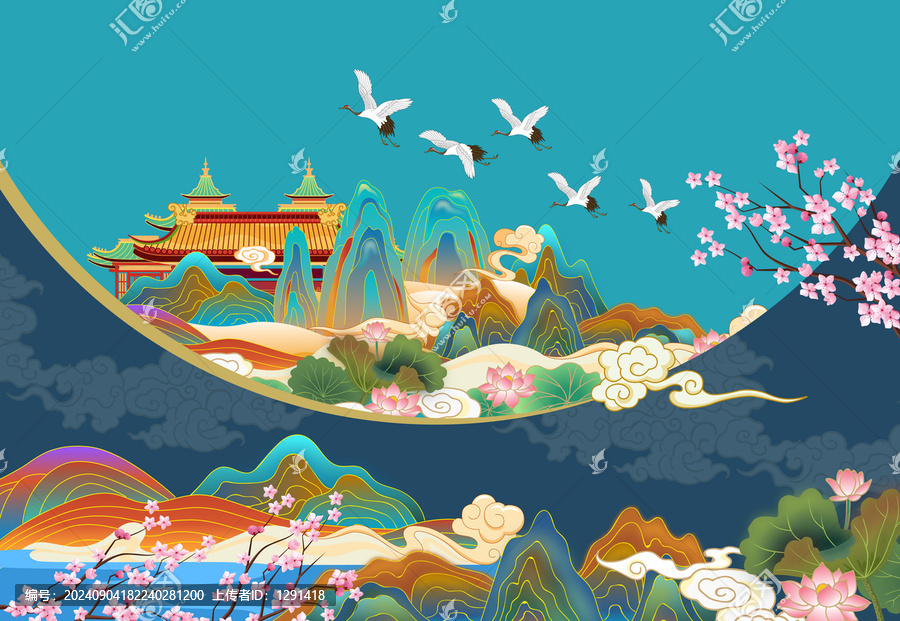 國(guó)潮山水背景