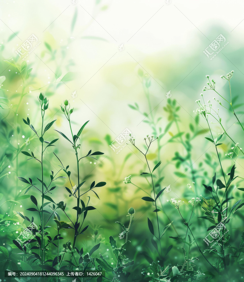 郁郁蔥蔥的植物在田野里生長