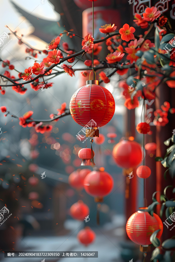紅燈籠高高掛，春節(jié)喜慶祥和
