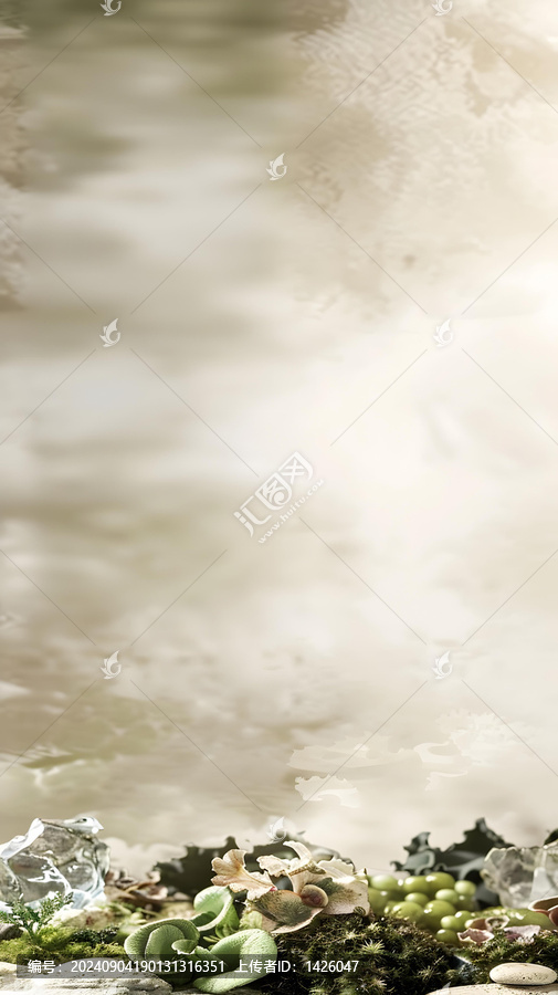 綠植與云朵背景