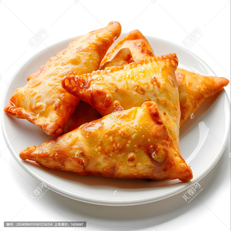 白色盤子里的炸三角,Samosa