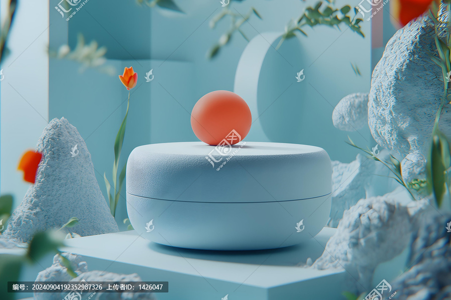 藍(lán)色抽象背景3D渲染幾何球體
