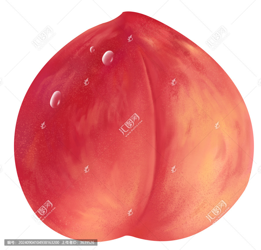一個(gè)有水珠的手繪水蜜桃插畫