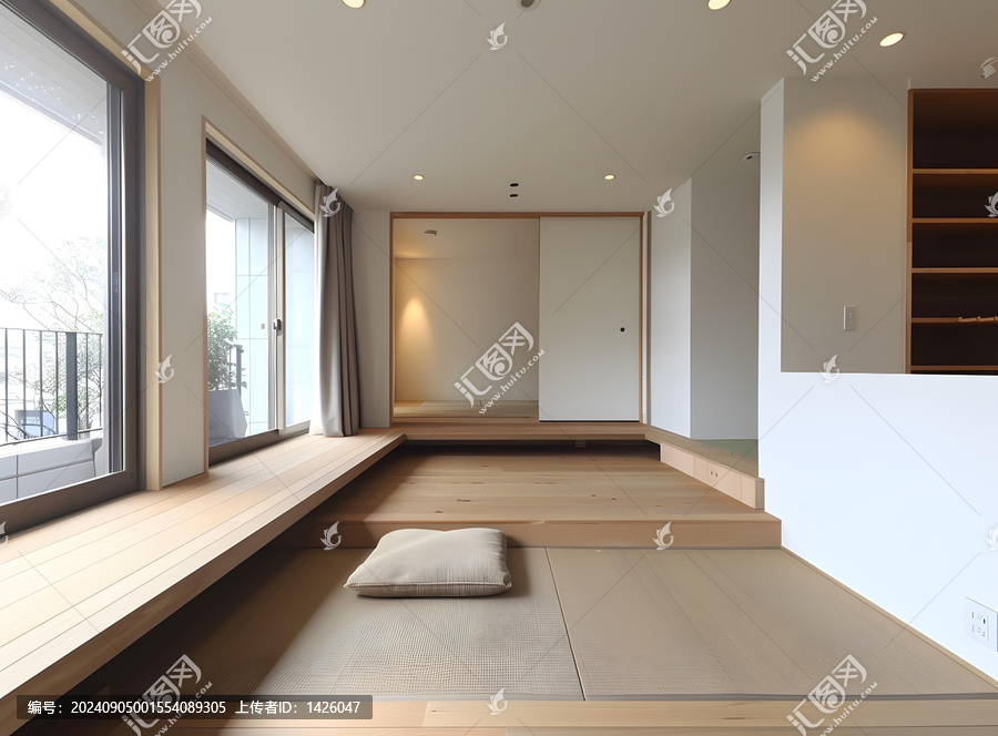 簡約現(xiàn)代日式室內設計木地板榻榻米房間