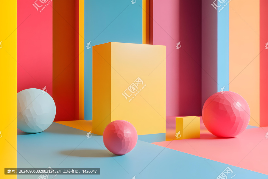 抽象幾何圖形3D渲染