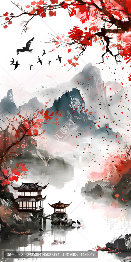 水墨畫,山水畫,中國(guó)風(fēng),風(fēng)景畫,水墨山水,中國(guó)傳統(tǒng)繪畫