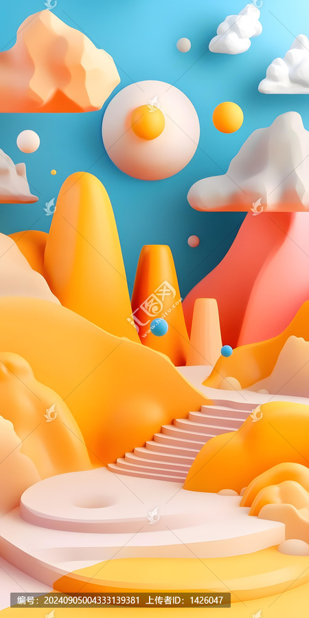 抽象3D渲染夢幻景觀