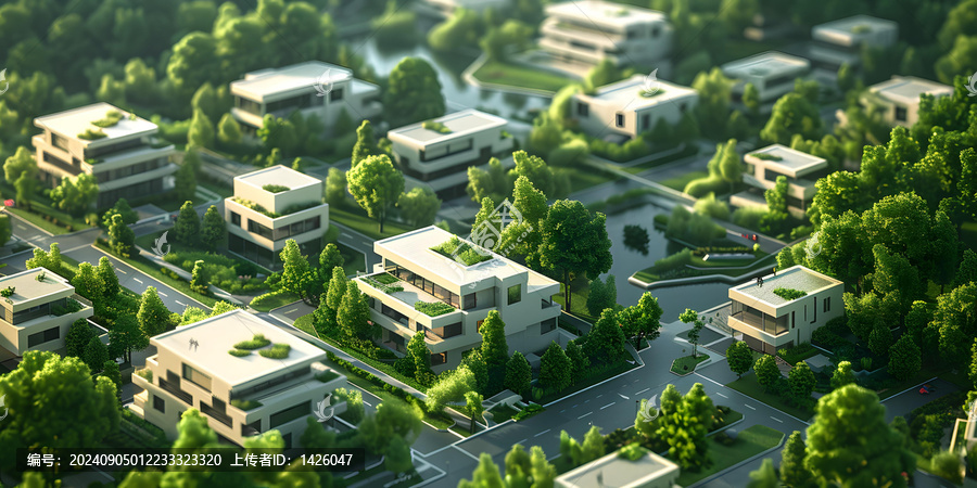 綠色城市生活現(xiàn)代建筑鳥瞰圖