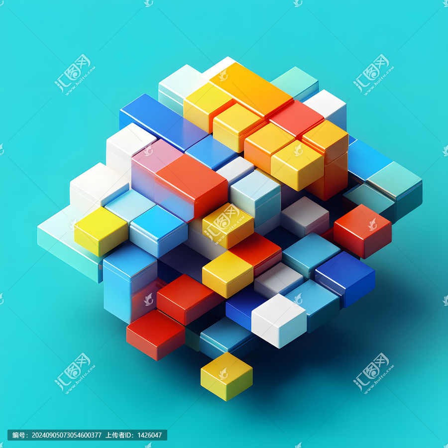抽象彩色積木3D