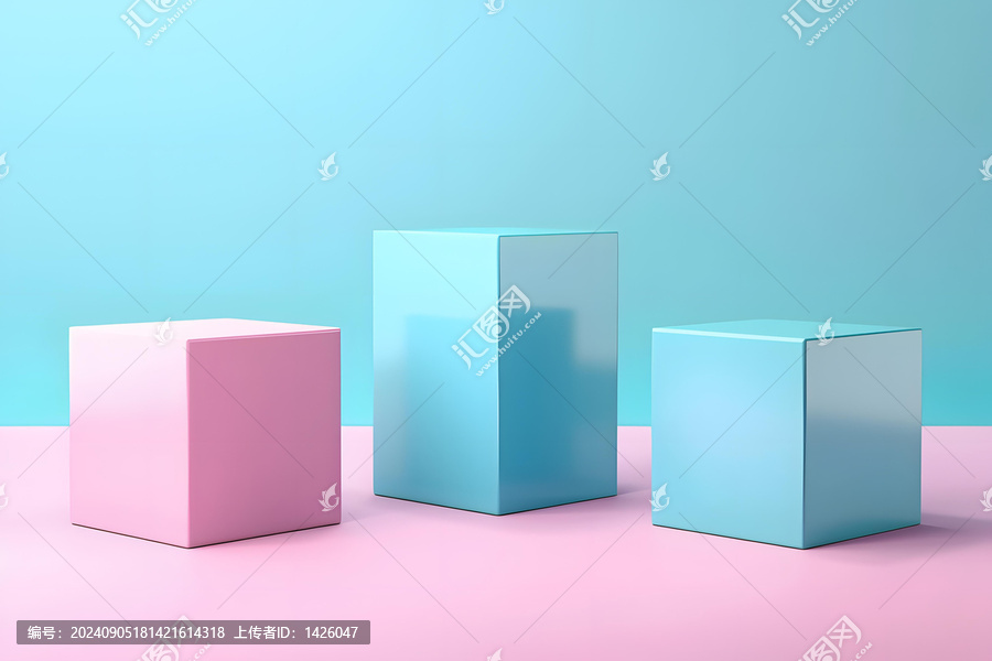 粉色和藍(lán)色抽象幾何形狀的極簡(jiǎn)主義背景