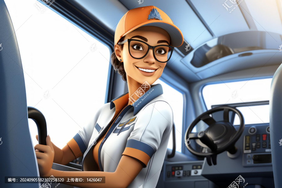 一位快樂的女卡車司機(jī)對著鏡頭微笑