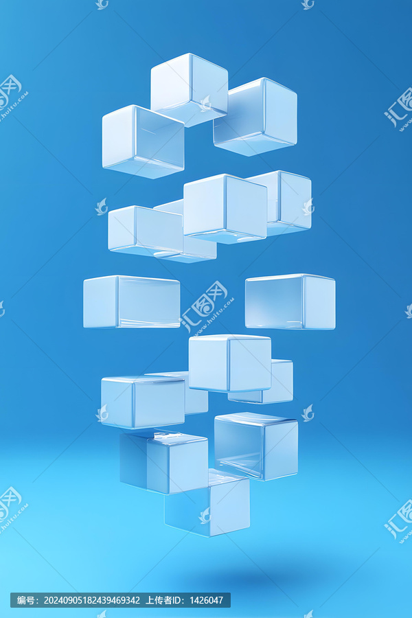 抽象3D立方體藍色背景