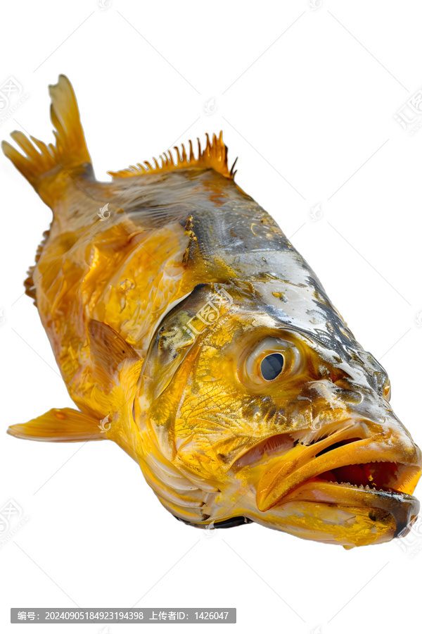 [免摳素材]白色背景上的煙熏黃魚