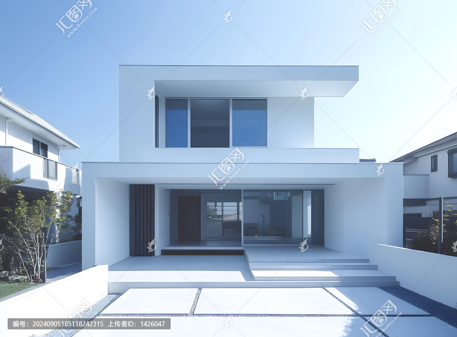 極簡(jiǎn)主義現(xiàn)代白色房屋建筑外觀