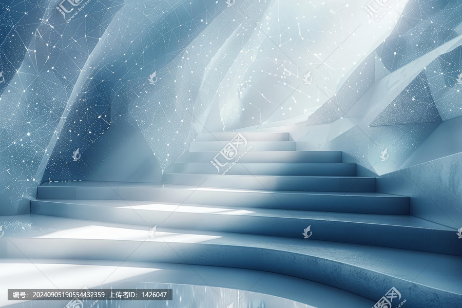 藍(lán)色領(lǐng)獎(jiǎng)臺(tái)舞臺(tái)樓梯和星空夜空背景