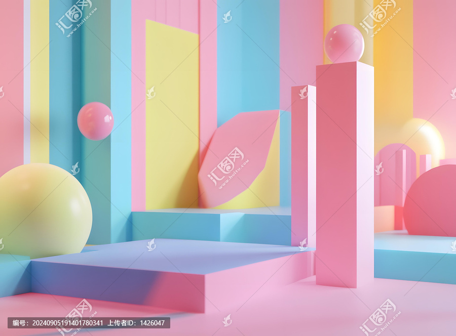 彩色幾何圖形抽象3D背景