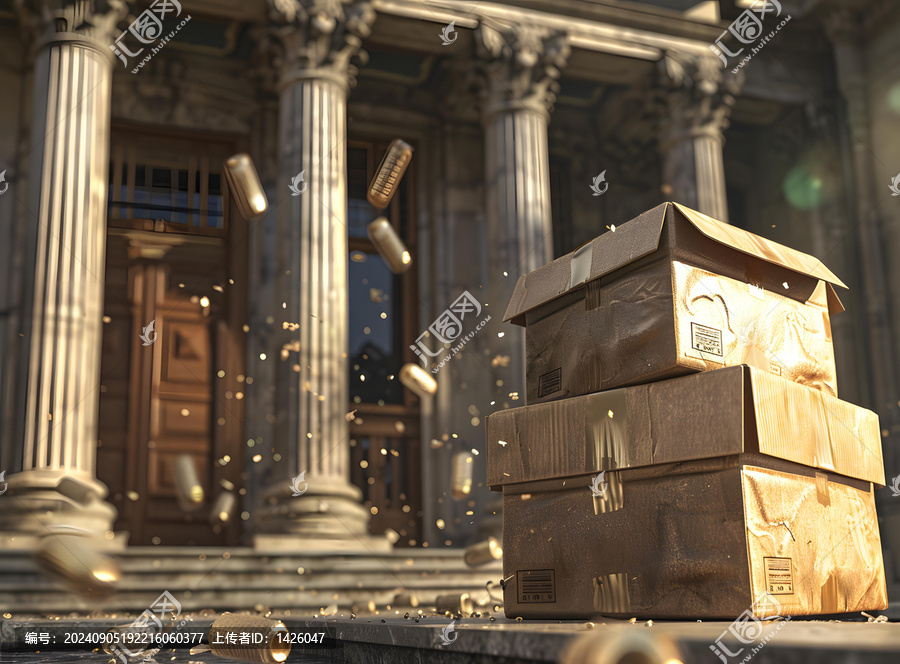 金色紙箱建筑背景