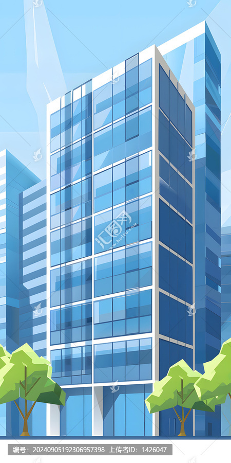 現(xiàn)代城市景觀，高樓大廈與綠樹