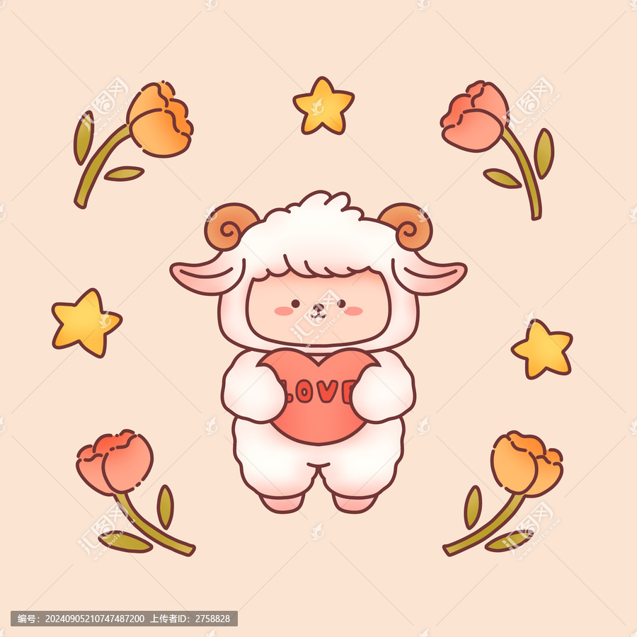 卡通羔羊郁金香