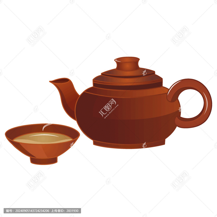 茶杯與茶壺矢量插畫元素