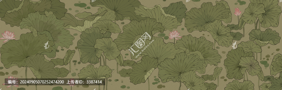 古風(fēng)復(fù)古荷花國風(fēng)插畫