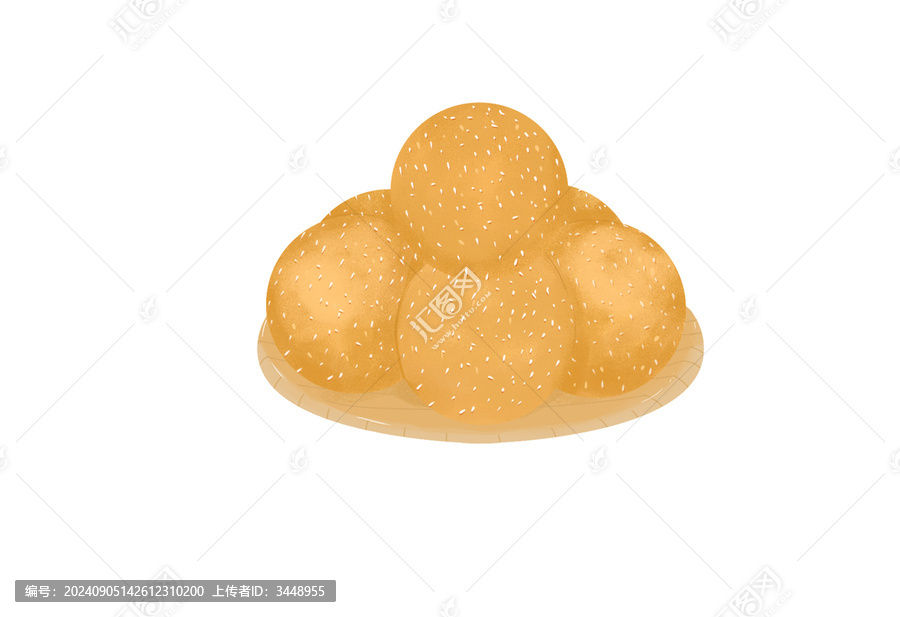 中式早餐麻球插畫