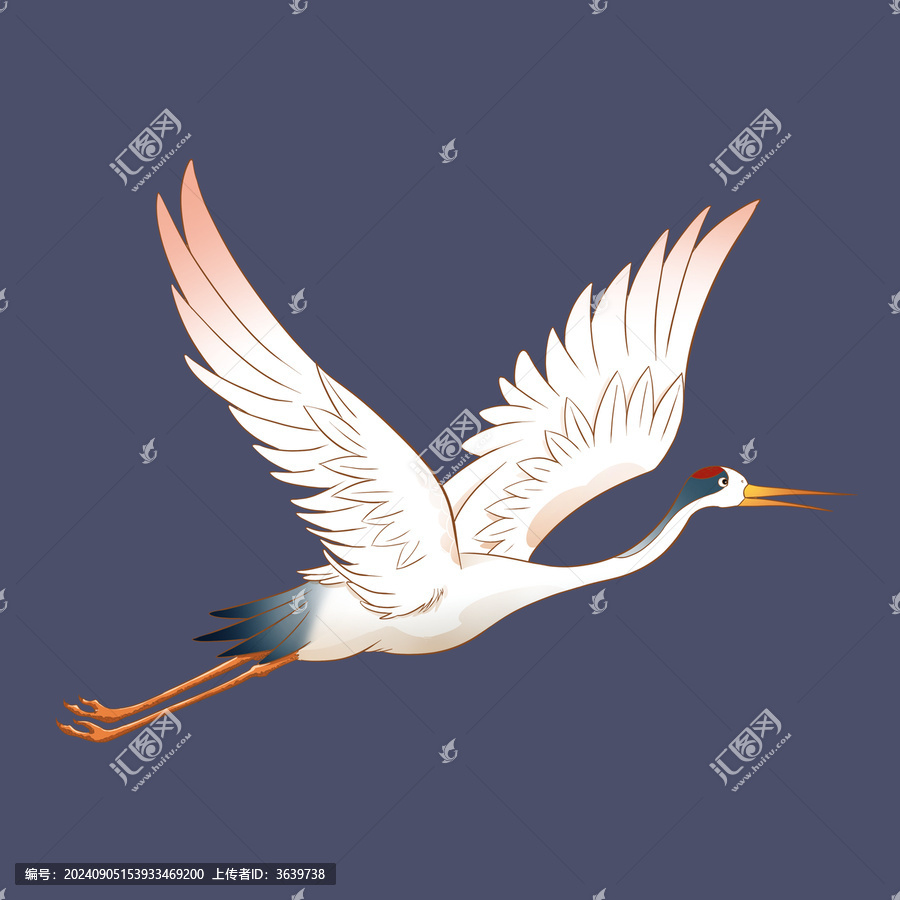 國潮仙鶴插畫元素