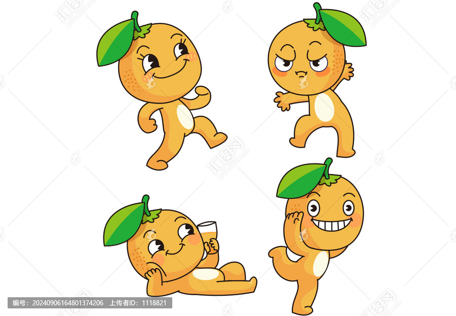 桔子吉祥物IP形象水果果汁包裝
