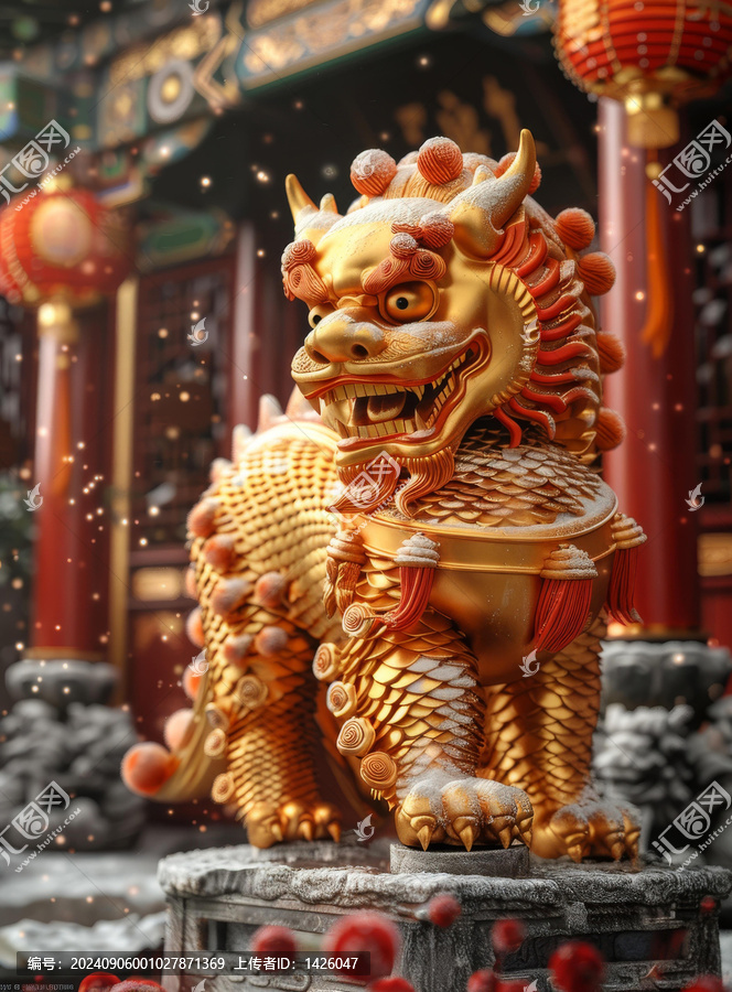 金獅鎮(zhèn)守紅墻前