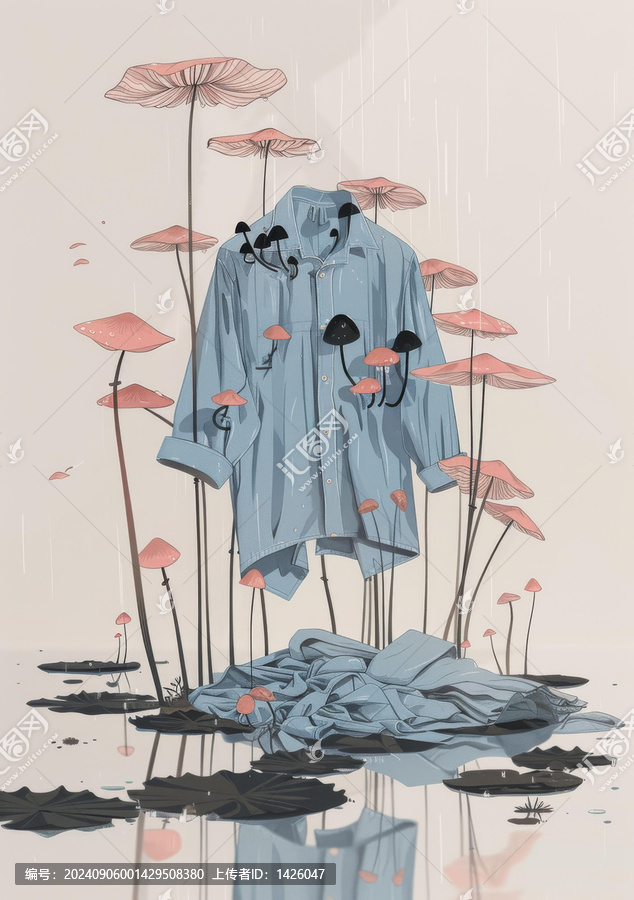 藍襯衫與粉色蘑菇