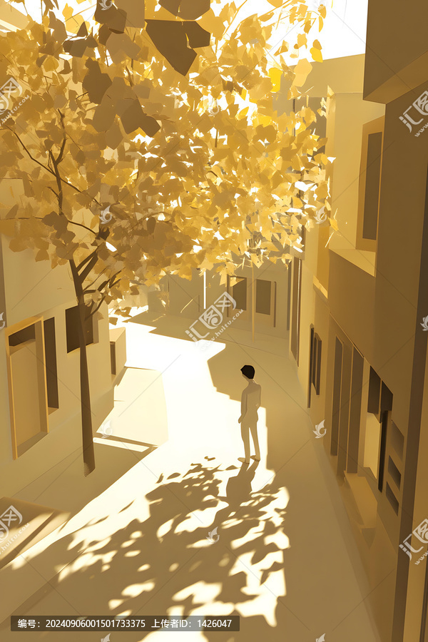 簡約風格的小鎮(zhèn)街景