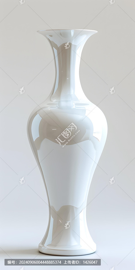 白色背景上的白色陶瓷花瓶