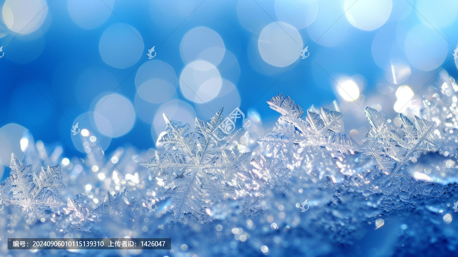 雪花在藍(lán)色的背景下